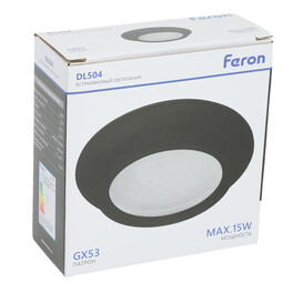 Светильник встраиваемый DL504 потолочный GX53 черный круг IP44 Feron
