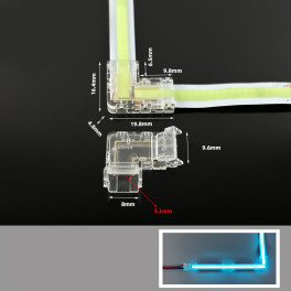 Коннектор угловой 2 контакта без провода для ленты 8мм монохром SignImpress
