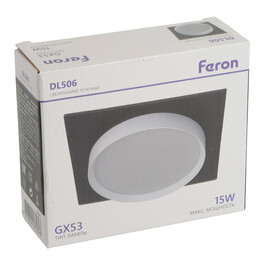 Светильник встраиваемый DL506 потолочный GX53 черный + белый квадрат Feron