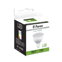 Лампа светодиодная LB-26 (7W) 230V G5.3 4000K MR16 матовая Feron