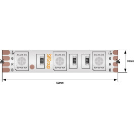 Лента светодиодная стандарт 5050, 60 LED/м, 14,4 Вт/м, 12В , IP68, Цвет: RGB ЗМ (1м) SWG 