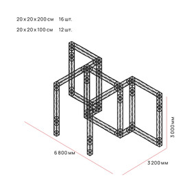 Фермы металлические Line (Линия) 20х20х200 см черный SignImpress