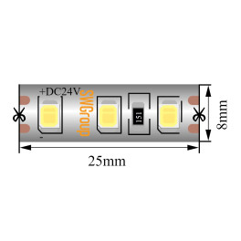 Лента светодиодная стандарт SMD2835 120LED/м 9,6Вт/м 24В IP66 Цвет:Холодный (1метр) ЗМ SWG