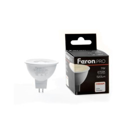 Лампа светодиодная (7W) 230V G5.3 2700K MR16 с линзой 110 градусов, LB-1607 Feron