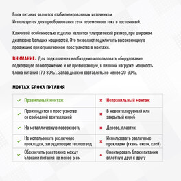 Блок питания ультратонкий 500Вт 12В IP20  SignImpress