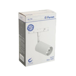 Светильник AL116 трековый магнитный под лампу GU10 230В, белый Feron