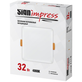 Светильник светодиодный регулируемый (до 205мм) 32Вт 4000K 2800Лм квадрат SignImpress