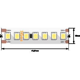 Лента светодиодная SMD2835, 168 LED/м, 17,3 Вт/м, 24В , IP20, Теплый белый, 30м/кат (1метр) SWG