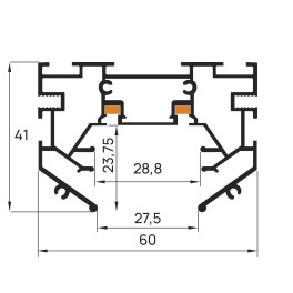 Шинопровод 1фаза встраиваемый Stretch 24/48В для магнитных треков Чёрный 1,5м SignImpress