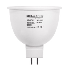 Лампа светодиодная GU5.3 (MR16) PRO 9Вт 4000К DC IC угол рассеивания 38 SignImpress