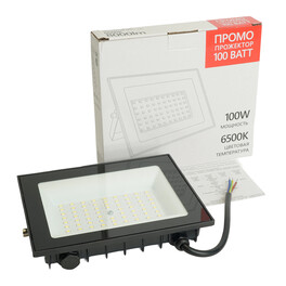 Прожектор светодиодный 2835SMD, 100W 6500K AC220-240V/50Hz IP65, черный в компактном корпусе Feron